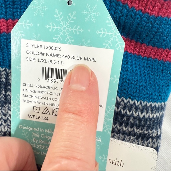 Muk Luks Multicolor Socks NWT 2 Pair Blue Cherry Gray Cuff L/XL The Original - Picture 7 of 10